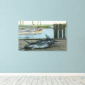 Uitzicht van twee zwaardvissen canvas afdruk (Insitu (Houten vloer))