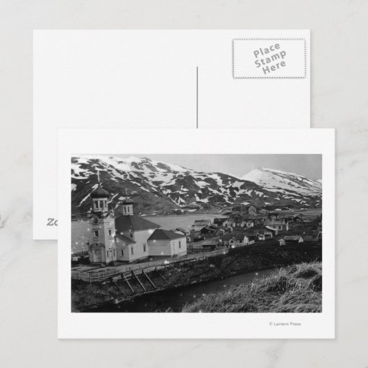 Uitzicht van Unalaska, foto van Alaska Briefkaart (Voorkant / Achterkant)