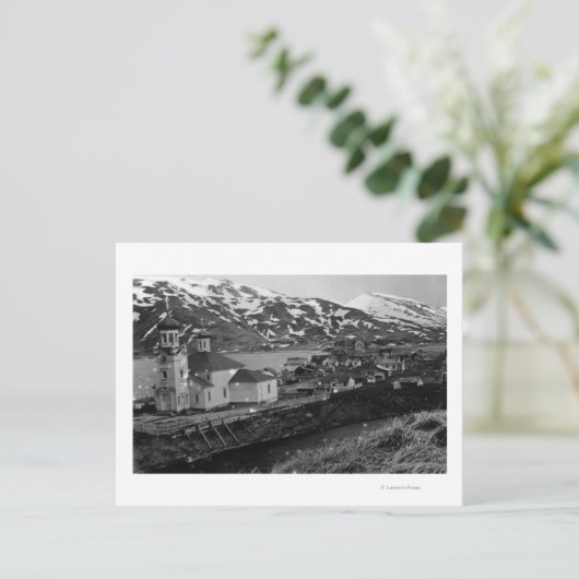 Uitzicht van Unalaska, foto van Alaska Briefkaart (Staand voorkant)