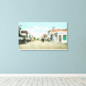 Uitzicht van Universiteit Avenue Palo Alto, CA Canvas Afdruk (Insitu (Houten vloer))