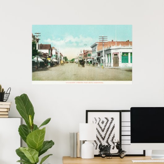 Uitzicht van Universiteit Avenue Palo Alto, CA Poster (Thuiskantoor)