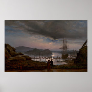 Uitzicht van Vaekero bij Christiania door J.C Dahl Poster