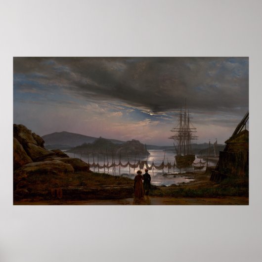 Uitzicht van Vaekero bij Christiania door J.C Dahl Poster (Voorkant)