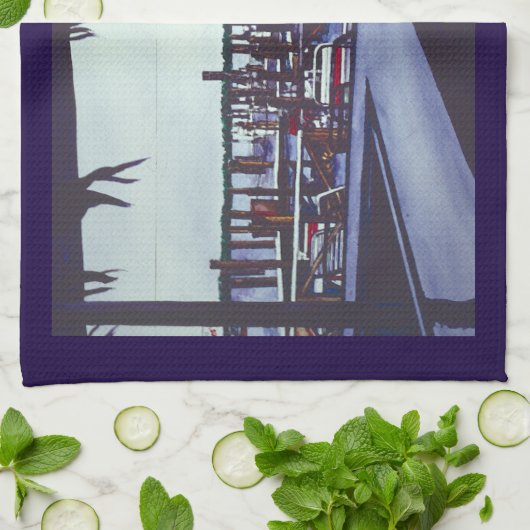 Uitzicht van valentijn, Harbour Island Theedoek (Gevouwen)