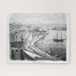 Uitzicht van Valletta op Malta 1874 Poster Legpuzzel