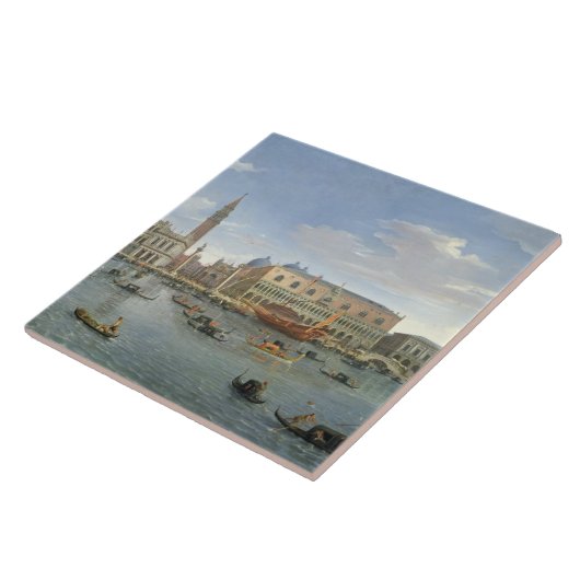 Uitzicht van Venetië van het eiland San Giorgio, 1 Tegeltje (Zijkant)