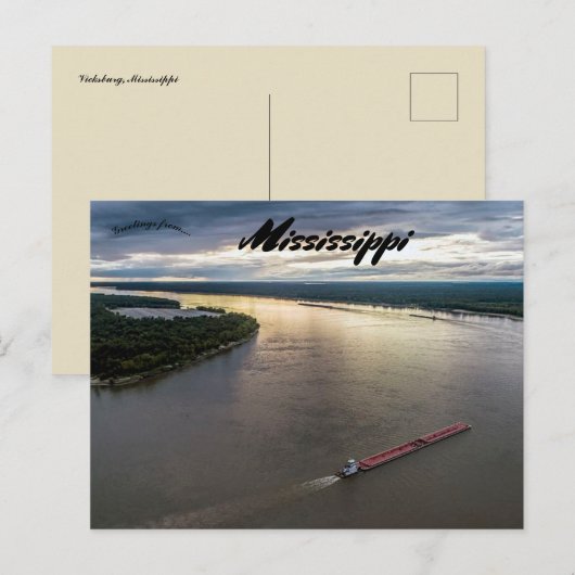 Uitzicht van Vicksburg Mississippi Briefkaart (Voorkant / Achterkant)