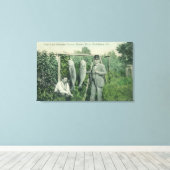 Uitzicht van vissers met vangst bij Fitch Mt. Canvas Afdruk (Insitu (Houten vloer))