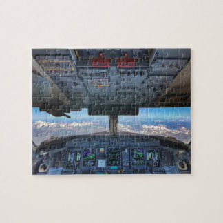 Uitzicht van vliegtuigcockpit over de Alpen Legpuzzel