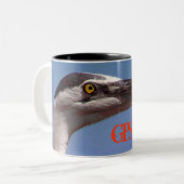 Uitzicht van vogeloog tweekleurige koffiemok (Voorkant links)