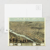 Uitzicht van vogeloog van Lafayette, Indiana (1868 Briefkaart (Voorkant / Achterkant)