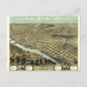 Uitzicht van vogeloog van Lafayette, Indiana (1868 Briefkaart (Voorkant)