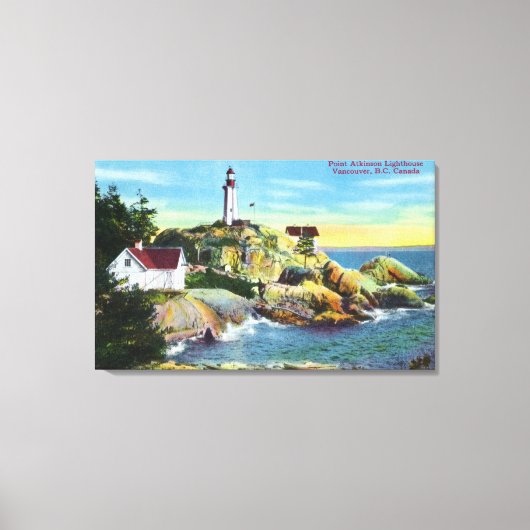 Uitzicht van vuurtoren van Point Atkinson 2 Canvas Afdruk (Voorkant)