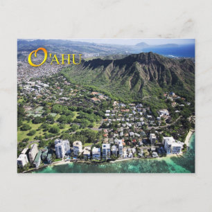 Uitzicht van Waikiki Beach en Diamond Head Briefkaart