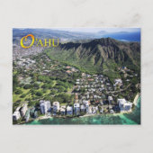 Uitzicht van Waikiki Beach en Diamond Head Briefkaart (Voorkant)