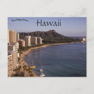 Uitzicht van Waikiki Beach Honolulu Hawaii Briefkaart