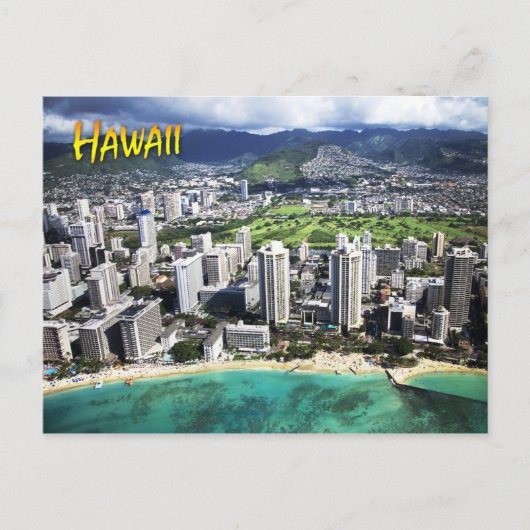Uitzicht van Waikiki Beach, Oahu, Hawaii Briefkaart (Voorkant)