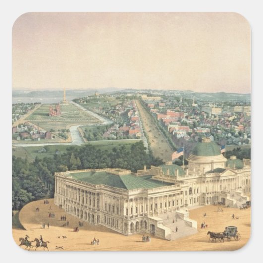Uitzicht van Washington, geb. door E. Sachse & Co. Vierkante Sticker (Voorkant)