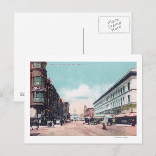 Uitzicht van Washington Street Oakland, CA Briefkaart (Voorkant / Achterkant)