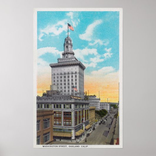 Uitzicht van Washington Street, Oakland, CA Poster (Voorkant)