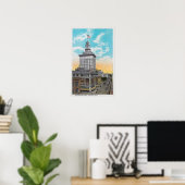 Uitzicht van Washington Street, Oakland, CA Poster (Thuiskantoor)