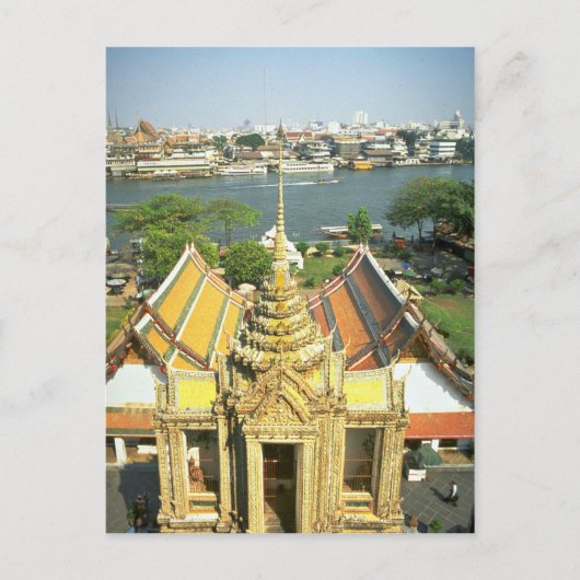 Uitzicht van Wat Arun over de rivier Chao Phraya,  Briefkaart (Voorkant)