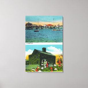 Uitzicht van Waterfront, Old Ivy Cottage on Libert Canvas Afdruk