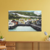 Uitzicht van Waterfront & TownDouglass, AK Canvas Afdruk (Insitu (Woonkamer))