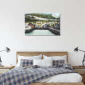 Uitzicht van Waterfront & TownDouglass, AK Canvas Afdruk (Insitu (Slaapkamer))