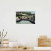 Uitzicht van Waterfront & TownDouglass, AK Poster (Keuken)