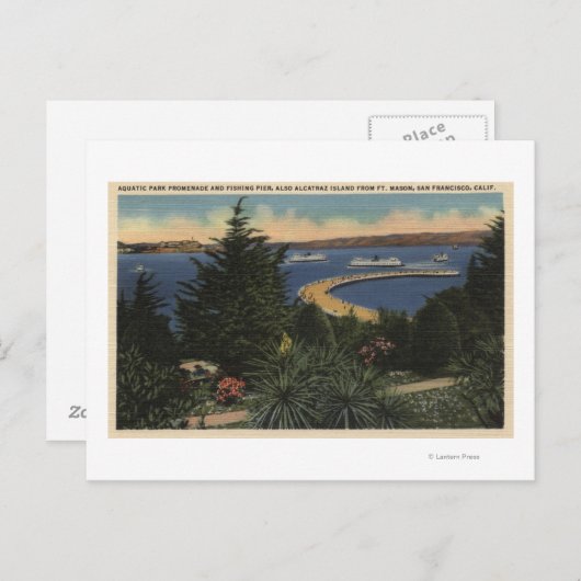 Uitzicht van waterparkpromenade & pier briefkaart (Voorkant / Achterkant)