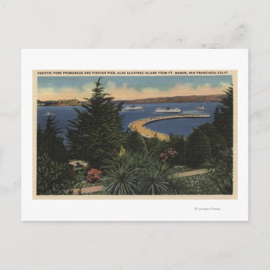 Uitzicht van waterparkpromenade & pier briefkaart (Voorkant)