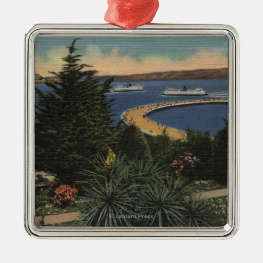 Uitzicht van waterparkpromenade & pier metalen ornament (Voorkant)