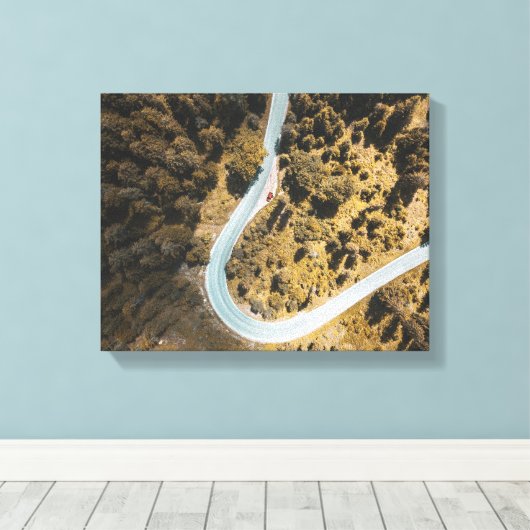 uitzicht van weg tussen bos canvas afdruk (Insitu (Houten vloer))