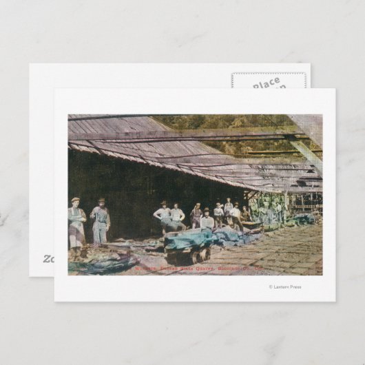Uitzicht van werknemers van de Eureka Slate Quarry Briefkaart (Voorkant / Achterkant)