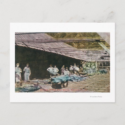 Uitzicht van werknemers van de Eureka Slate Quarry Briefkaart (Voorkant)