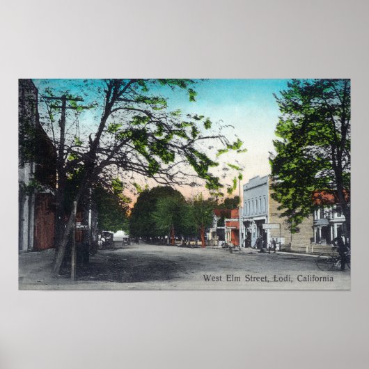 Uitzicht van West Elm Street Lodi, CA Poster (Voorkant)