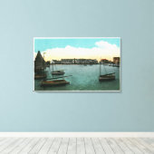 Uitzicht van witte olifant canvas afdruk (Insitu (Houten vloer))