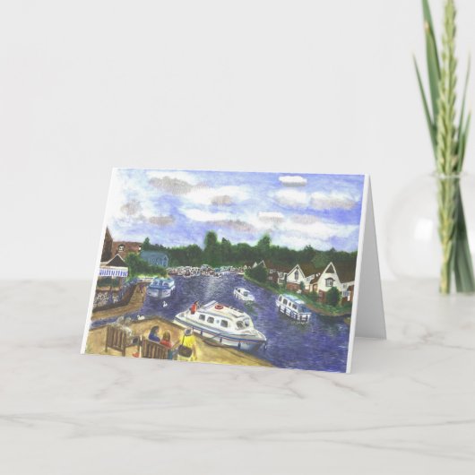 Uitzicht van Wroxham Brug Norfolk Broads Kaart (Voorkant)