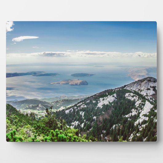 Uitzicht van zee uit bergen fotoplaat (Voorkant)