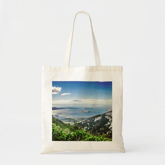 Uitzicht van zee uit bergen tote bag (Voorkant)