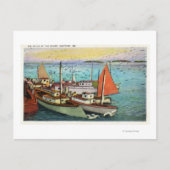 Uitzicht van Zeeen Golven en schepen op de Warf Briefkaart (Voorkant)