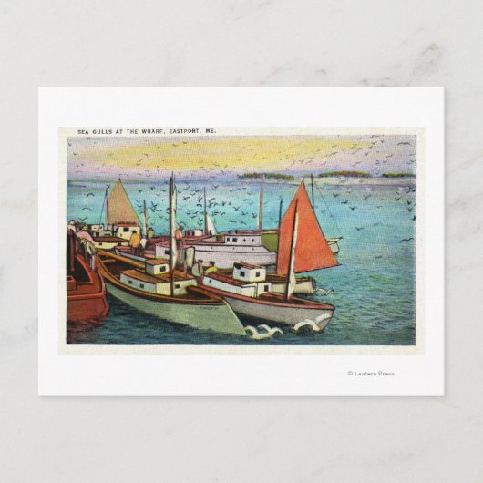 Uitzicht van Zeeen Golven en schepen op de Warf Briefkaart (Voorkant)