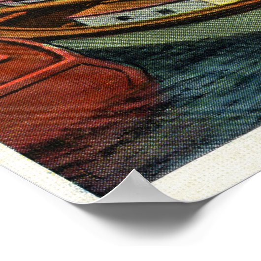 Uitzicht van Zeeen Golven en schepen op de Warf Poster (Hoek)