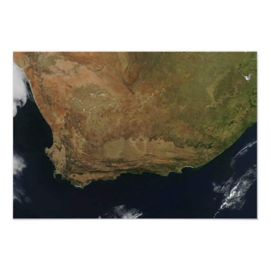 Uitzicht van Zuid-Afrika per satelliet Foto Afdruk (Voorkant)