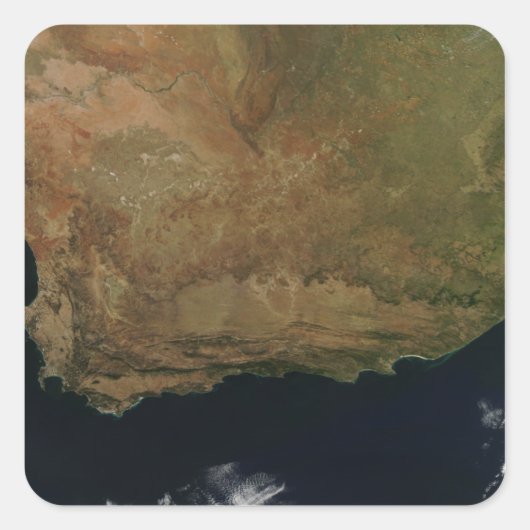 Uitzicht van Zuid-Afrika per satelliet Vierkante Sticker (Voorkant)
