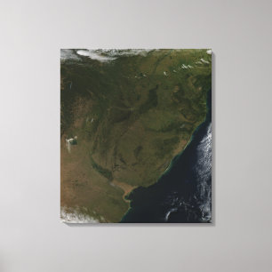 Uitzicht van Zuid-Amerika met satelliet Canvas Afdruk