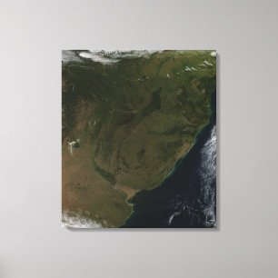 Uitzicht van Zuid-Amerika met satelliet Canvas Afdruk