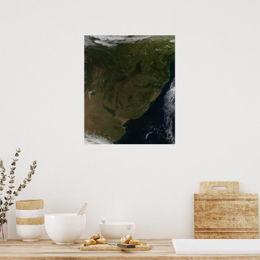 Uitzicht van Zuid-Amerika per satelliet Poster (Keuken)