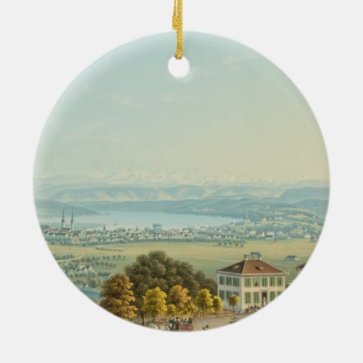 Uitzicht van Zürich, c.1840 (m/c) Keramisch Ornament (Achterkant)